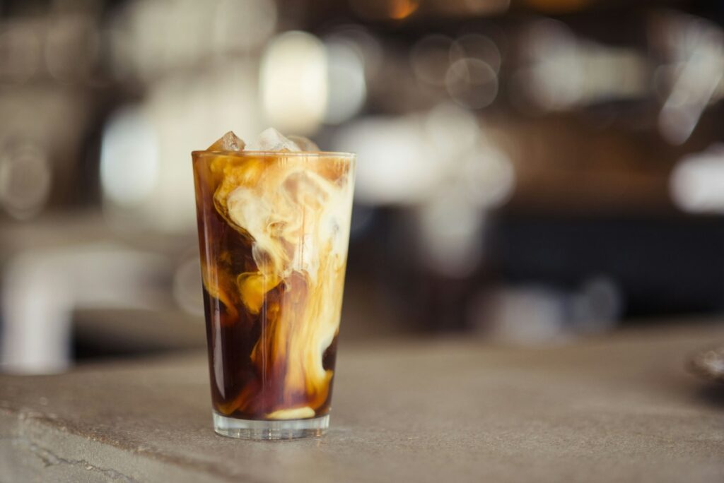 A glass of iced coffee ready to serve