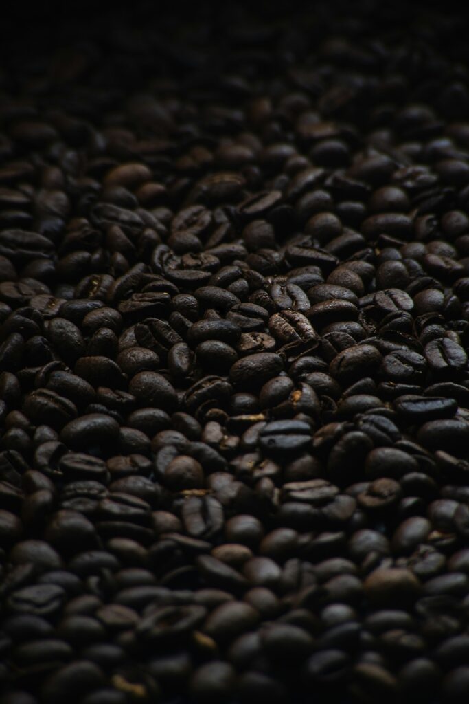 Close-up of roasted coffee beans